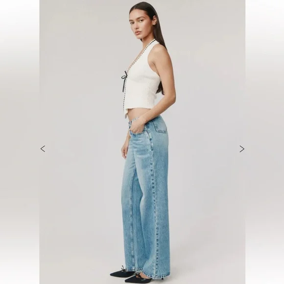 With Jean Gigi top in White Sleeveless Knit Top with Black Trim - Picture 4 of 7